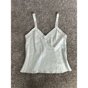 vintage marks & spencer silky stain lace trim tank top camisole size 14